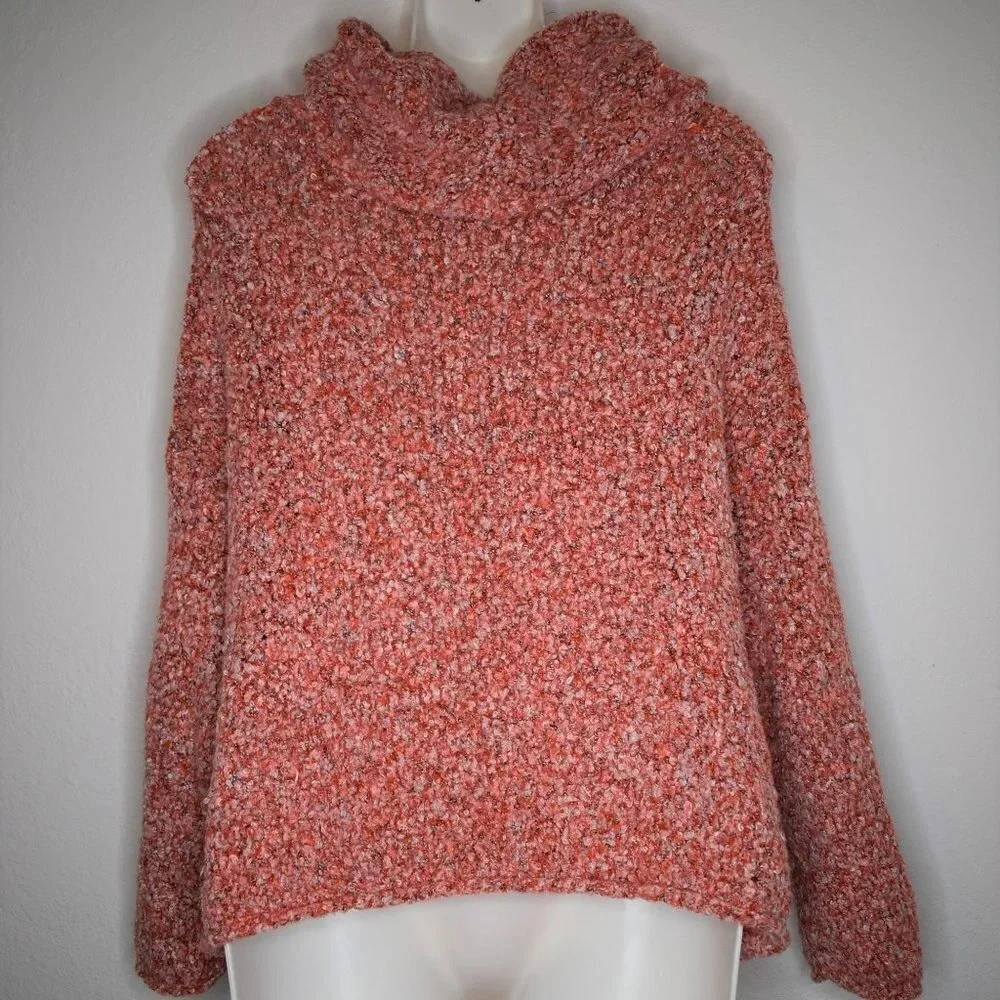 Free People Sweater Cowl Neck Sz XS Crop Slouchy Oversized Boho 70s Retro